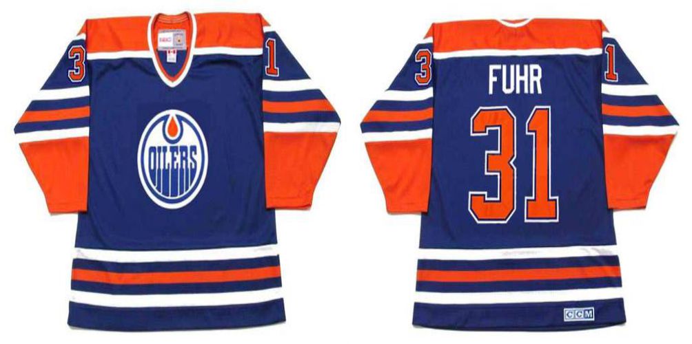 2019 Men Edmonton Oilers #31 Fuhr Blue CCM NHL jerseys